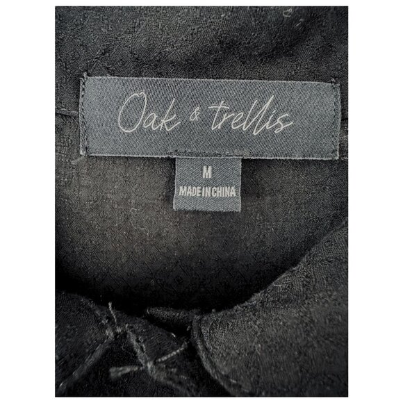 Oak & Trellis Black Button Front Tie Sleeve Blouse Women's Medium - Picture 5 of 6